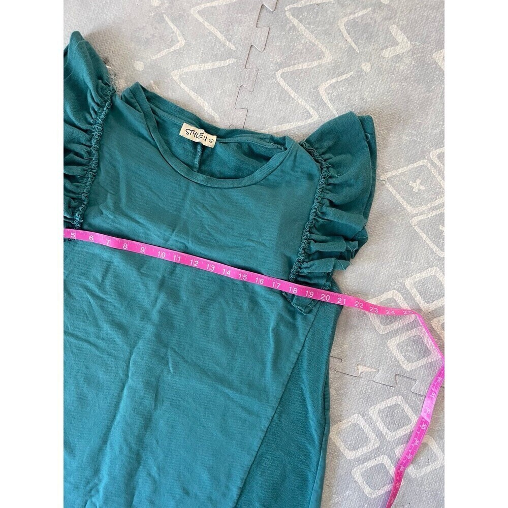 Teal Ruffle Sleeve Dress Size Medium - Picture 8 of 9
